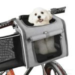 Exquilnova Hondenmand voor fiets, 4-in-1 uitbreidbare rugzak, fietsmand voor hond, hondenfietsmand aan de voorkant, ademend, met 4 mesh-ramen, opvouwbare hondenmand voor kleine honden en katten