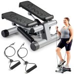 Sunny Health and Fitness Mini Stepper Machine, Traptrainingsapparaat met weerstandsbanden LCD-monitor, Air Climber Stepping Machine voor thuistraining - NR. 012-S