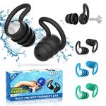 Zwemoordopjes voor volwassenen, waterdicht, herbruikbaar, zachte siliconen oordopjes, oorbescherming voor douchen, zwemmen, surfen, snorkelen en andere watersporten (3 paar) (donker)