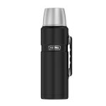 THERMOS Roestvrijstalen King thermosfles, roestvrij staal zwart 1,2 l, vacuümfles met drinkbeker 4003.232.120 vaatwasmachinebestendig, thermosfles houdt 24 uur warm gedurende 24 uur koud, BPA-vrij