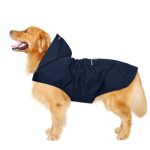 Zellar Regenjas voor honden met capuchon, waterdicht, 100% waterdicht, ultralicht en ademend, met reflecterende strepen voor middelgrote tot grote honden (6XL, blauw)
