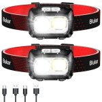 Blukar Oplaadbare Hoofdlamp, 2 Stuks Super Helder, Krachtig LED Koplamp, met Rood Controlelampje, 8 Verlichtingsmodi, Bewegingssensor, IPX5 Waterdicht, 30 Uur Looptijd voor Camping