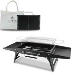 Charmline 34 x 23 cm opvouwbare draagbare houtskoolgrill, kleine campinggrill voor 1-3 personen, BBQ grill voor buiten, geschikt voor tuinen, stranden, gazons en tafelbladen, Zwart