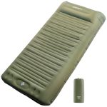 Origem Zelfopblazend Campingmatras, 14cm Ultralicht Opblaasbaar Matras met Kussen Enkel Campingbed Voor Trekking, Tent, Backpacking, Hangmat, Slaapzak, Buitenactiviteiten (Legergroen)