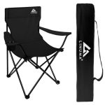 Beste kampeerstoel LINUMA® Campingstoel zwart – opvouwbare klapstoel met bekerhouder – ideaal voor festival, vissen & camping
