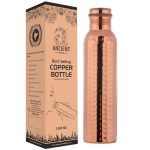 Ancient Impex drinkfles van puur koper, gehamerd, 1000 ml, naadloos, lekvrij, voor ayurvedische voordelen