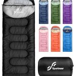 Sportneer Slaapzakken voor volwassenen 220×80cm, Kinderslaapzak 3-4 seizoenen lichtgewicht backpacken slaapzak koud weer en warm, compact, enkele volwassen meisjes jongens camping slaapzak (Zwart)