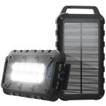 Beste powerbank op zonne energie Solar Powerbank 10000mAh met Zonnepaneel - PD 22,5W Draadloze Powerbank, USB-C, Waterdicht, 3 USB-Uitgangen, LED-Zaklamp - Voor Smartphone, Tablet, Camping & Outdoor, Zwart