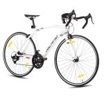 Beste goedkope gravelbike Hiland Racefiets 700c Racing Bike City pendelfiets met 14 snelheden aandrijfstang 50 cm, wit, herenfiets, damesfiets