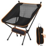Beste campingstoel LUKVCIY Campingstoel, lichte draagbare klapstoel, 150 kg gewichtscapaciteit, 600D Oxford-weefsel, geschikt voor tuinen, feesten, vissen, expedities, wandelen enz., oranje