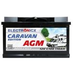 Beste huishoudaccu camper Electronicx AGM Caravan Edition voeding batterij 12V 110Ah / 110 Ah – deep cycle accu voor camper, caravan, zonne-energie, recreatie, kamperen – onderhoudsvrij, verzegeld, lekvrij 315×175×190 mm