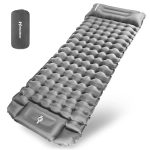 Hioutdoor Isomat, 10 cm, camping, ultralicht, opblaasbaar, met voetpers, pomp, voor outdoor, wandelen, strand, backpacking, tent, matras, slaapmat, campingmat (grijs)