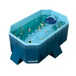 INDUSTEX Foldable Pool, Opvouwbaar zwembad voor kinderen, draagbaar hondenzwembad, afneembaar zwembad voor kinderen, badspeelgoed, geschikt voor kinderen, middelgrote huisdieren 348L (130X90X45cm)