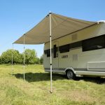 Beste zakluifel caravan your GEAR Caravan Tarp TC Zonnedak voor caravan, waterdicht katoenen zonnezeil met UV 50+, aluminium telescopische stangen, in 5 maten (beige/zand, 400 x 240 cm)