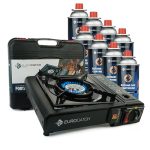 Eurocatch Outdoor - Kooktoestel op Gas - incl 8 Gasbussen - Gas Stove - Camping Kooktoestel - Gaspit - Gasfornuis - Gasstel - Cooker - Draagkoffer