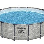 Bestway Steel Pro Max™ buitenzwembad, motief grijze stenen, 488 x 122 cm, FrameLink™, ladder, dekzeil, pomp en filterpatroon