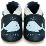Kruipschoenen Babyschoentjes met Zachte Zooltjes - Schoentjes voor Jongens - Leren Peuterschoentjes - Blauwe vinvis 12-18 Maanden