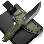ODENWOLF W-SCANDI Vismoes met vaststaande kling - Incl. schede - Ideaal outdoormes gemaakt van één stuk D2 staal - Premium survivalmes - Perfect bushcraft mes voor outdoor