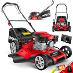 MASKO® Grasmaaier Benzine 5in1 | Duwmaaier met 65L Opvangzak 51 cm maaibreedte 8-Standen Maaihogte | Mulchfunctie, Maaien, opvangen, takken en bladeren versnipperen | 4-takt kopklepmotor 2,8kW 6 PK