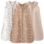Unnivoll Baby Slaapzak Pasgeboren 0,5 Tog Slaapzak 3 Pack 100% Katoen Baby Draagbare Deken voor Jongen Meisje Peuter 0-6 Maanden Beige Koffie Helios