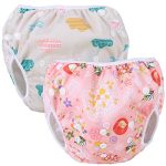 Beste wasbare zwemluier Teamoy Herbruikbare zwemluier (2 packs) voor babyjongens en -meisjes, comfortabel, wasbaar en verstelbaar, ideaal voor zwemlessen vakantie,Cloud + Spring Blossoms